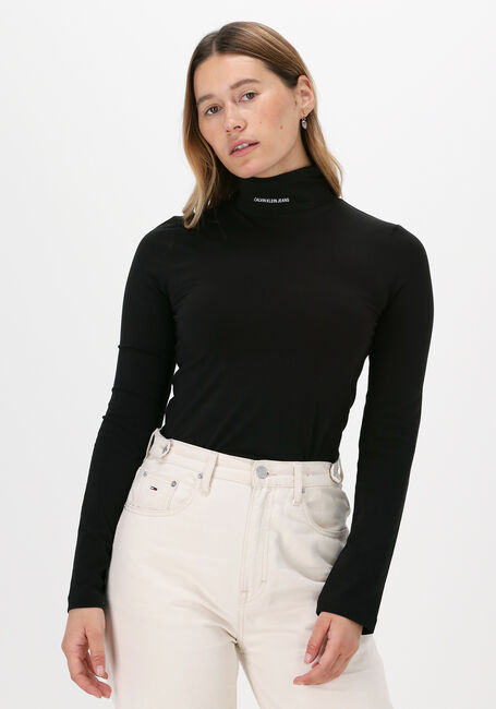 Schwarze CALVIN KLEIN Top MICRO BRANDING LS ROLL NECK - large