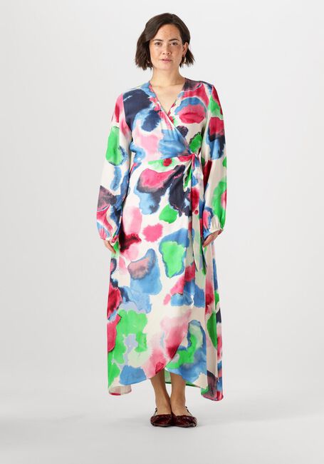 Mehrfarbige/Bunte JANSEN AMSTERDAM Maxikleid NIENKE JURK WM 564 WRAP LONG PUFFED SLEEVE - large