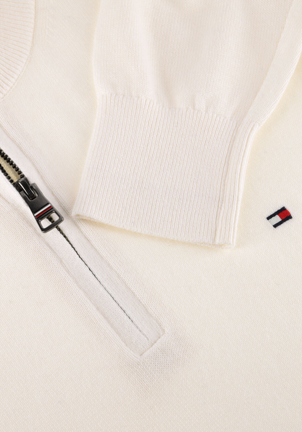 Ecru TOMMY HILFIGER Pullover PIMA ORG CTN CASHMERE ZIP MOCK - large