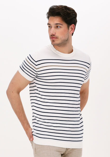 Weiße DSTREZZED T-shirt CREW S/S CONTRAST STRIPE KNIT - large