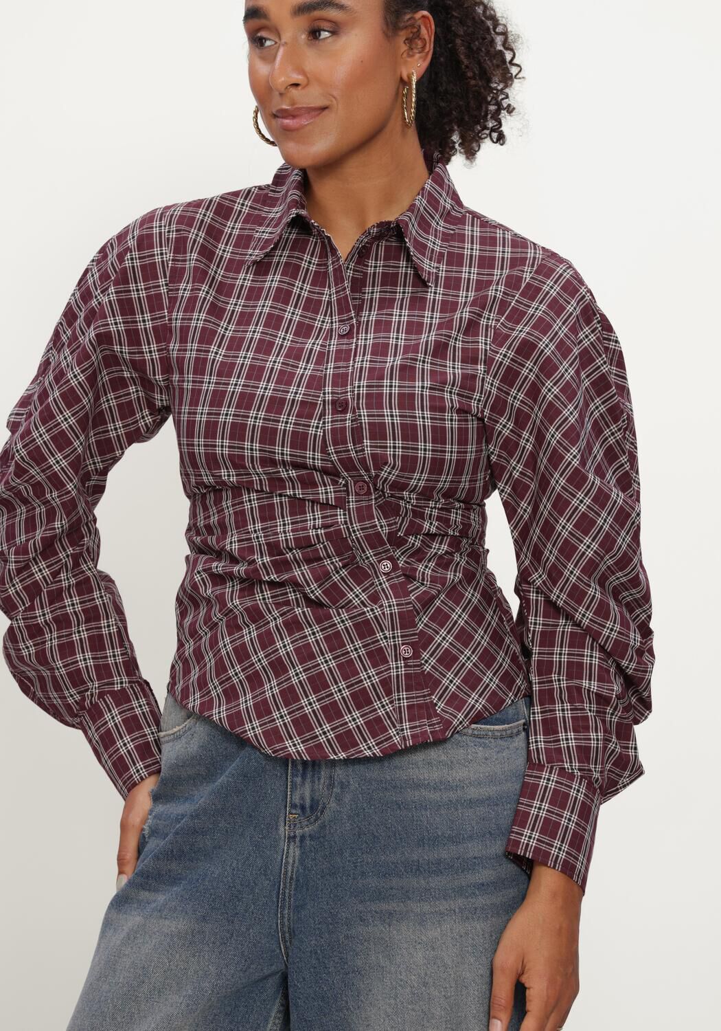 Bordeaux NEO NOIR Blusen NEOELLA MEDIUM CHECK SKIRT - large