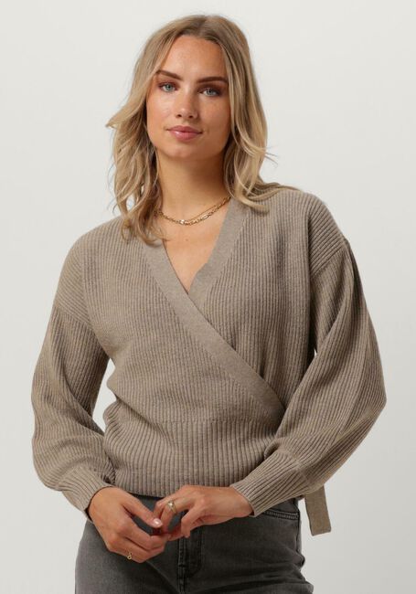 Beige OBJECT Strickjacke OBJMALENA L/S WRAP CARDIGAN NOOS - large