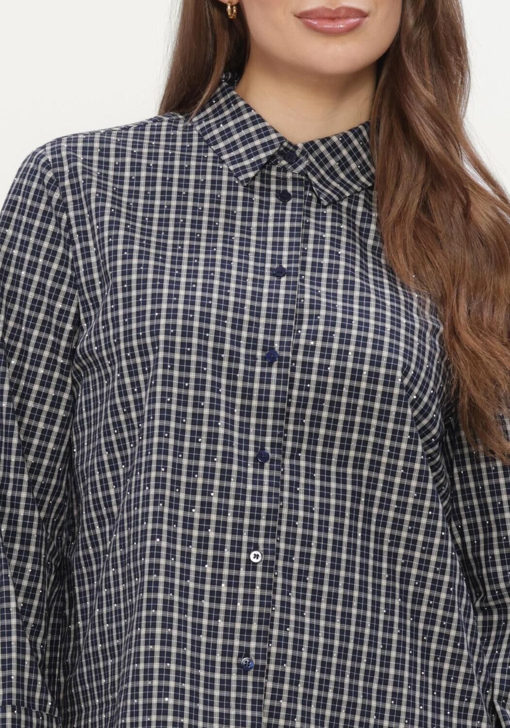 Dunkelblau NEO NOIR Blusen DREW CHECK BEDAZ SHIRT - large