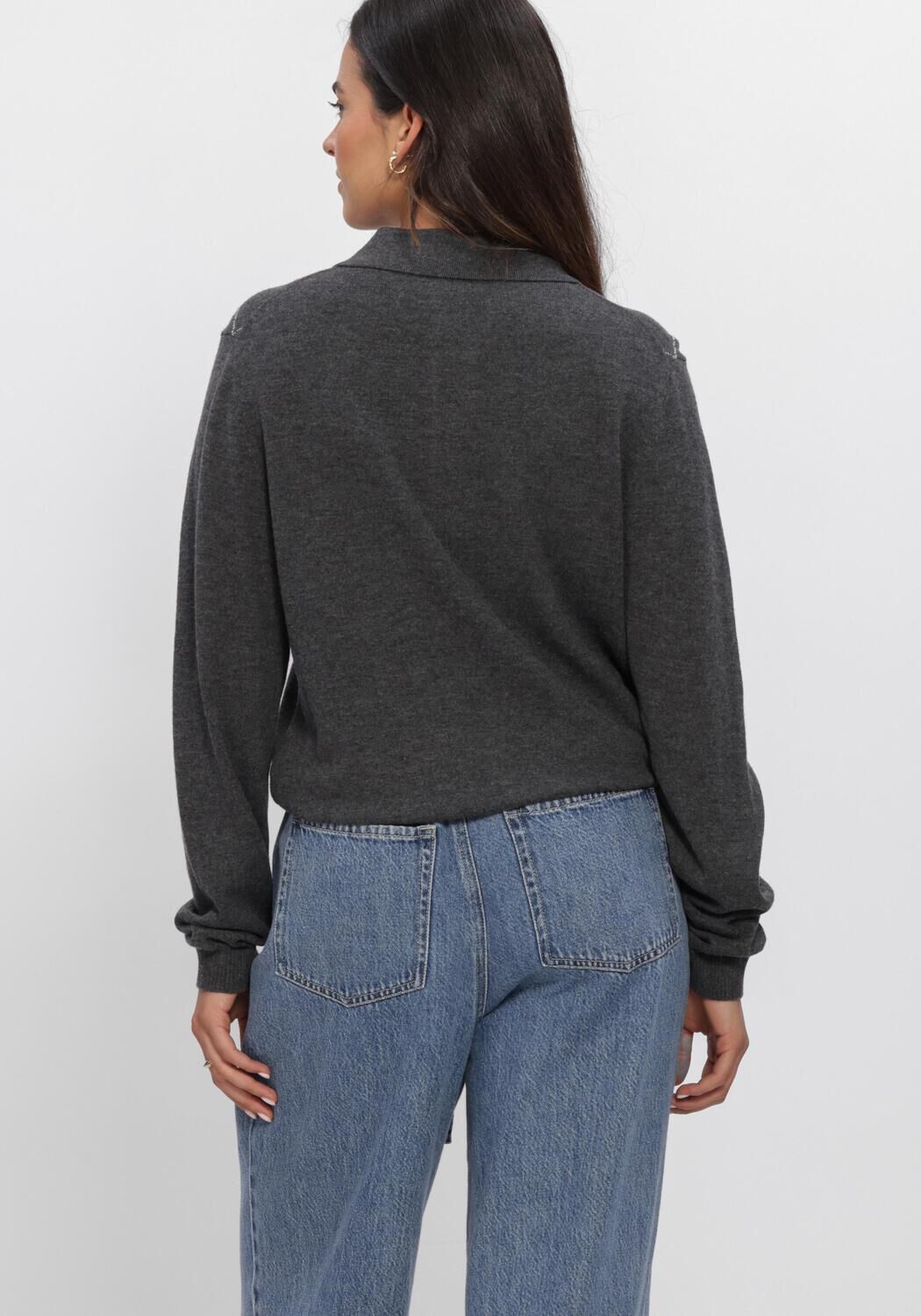 Dunkelgrau SECOND FEMALE Pullover & Cardigans SHAILENE KNIT POLO - large
