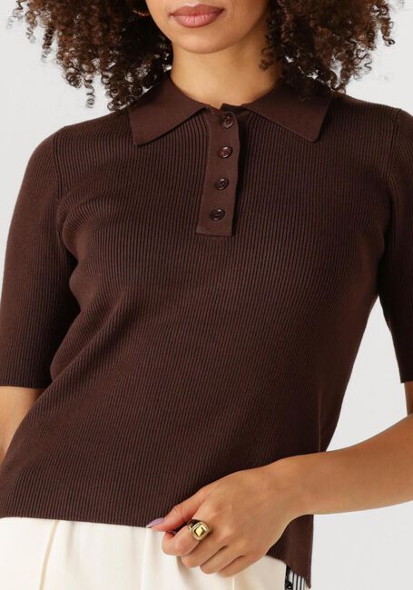 Braune HAUTE L'AMITIÉ T-shirt PICCOLO SS POLO RIB KNIT - large