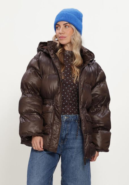 Braune NEO NOIR Wattierte Jack CLOTILDE SHINY PUFFER JACKET - large