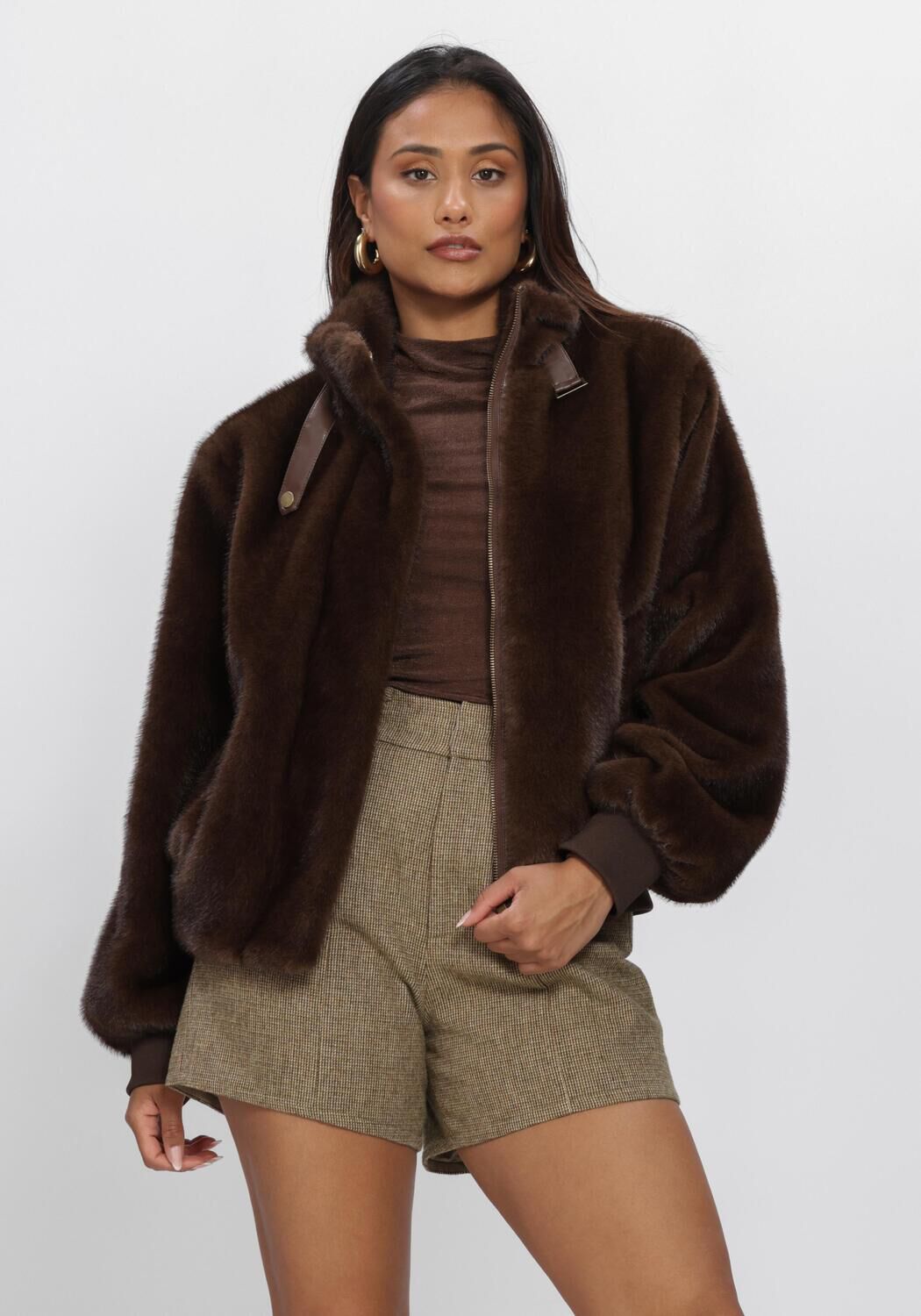 Braune AMAYA AMSTERDAM Fake-Fur-Jack TALA JACKET - large