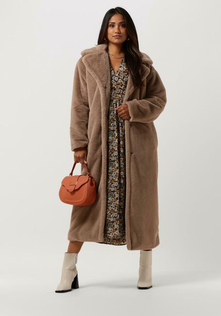 Taupe NOTRE-V Fake-Fur-Jack FUR LONG COAT - large