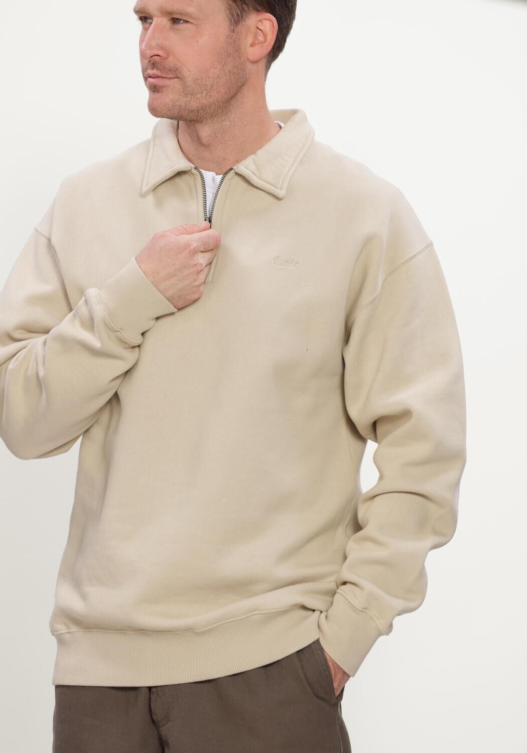Khaki FOR&Eacute;T Pullover HOOK HALF ZIP - large