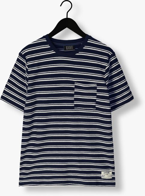 Dunkelblau SCOTCH & SODA T-shirt STRUCTURED STRIPE POCKET T-SHIRT - large