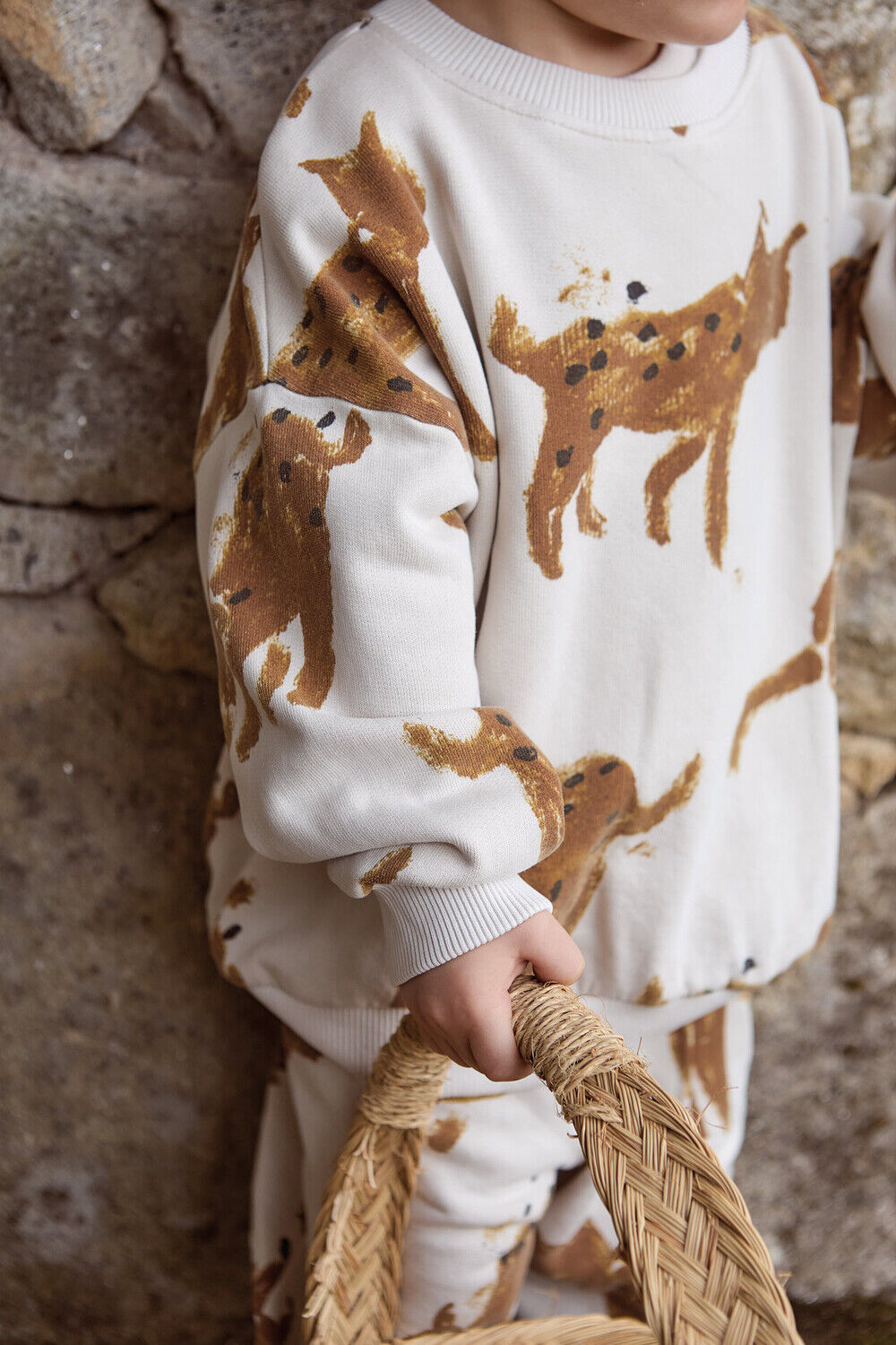 Beige PLAY UP Sweatshirt PRINTED FLEECE SWEATER - large