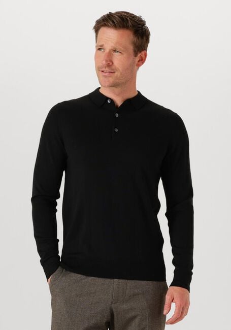 Schwarze PROFUOMO Polo-Shirt POLO LS MERINO - large