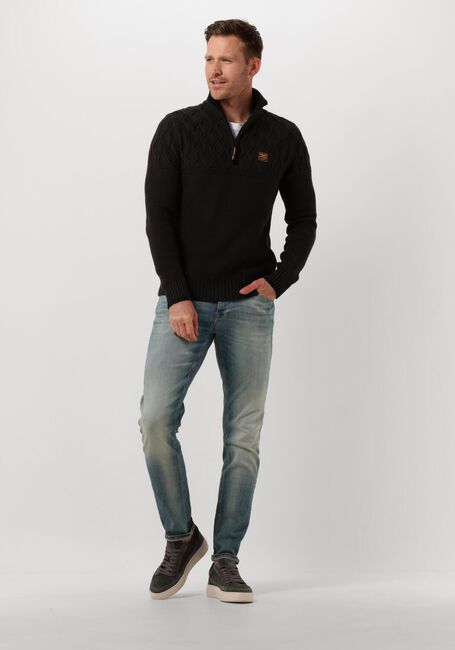 Schwarze PME LEGEND Pullover & Cardigans HALF ZIP COLLAR COTTON MIX YARN - large