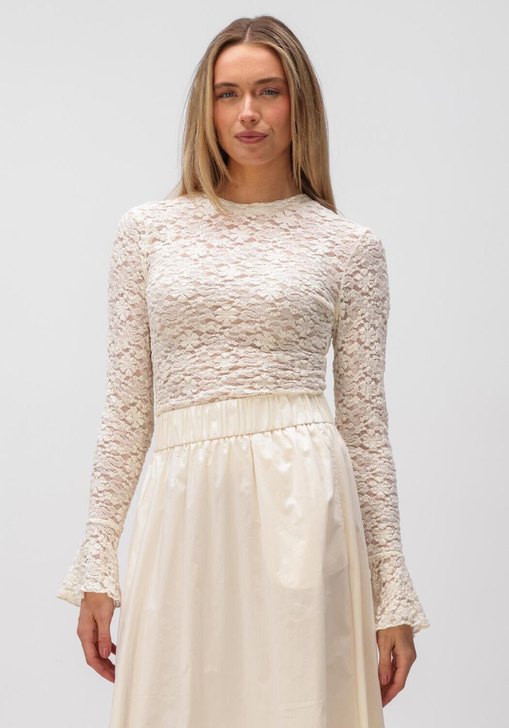 Creme NOTRE-V Tops & T-shirts NV-HILLECHIEN LACE TOP - large
