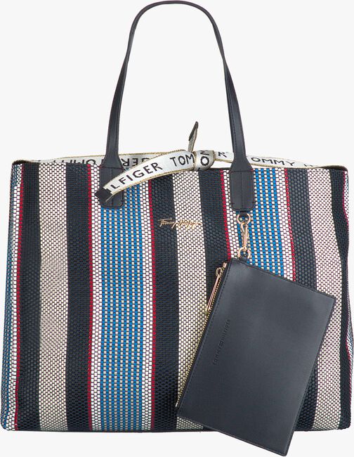 Blaue TOMMY HILFIGER Handtasche ICONIC TOTE STRIPES - large