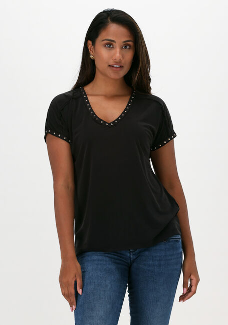 Schwarze MOS MOSH T-shirt GROA V-SS TEE - large
