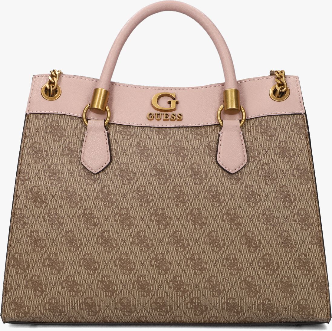 braune guess handtasche nell logo girlfriend satchel