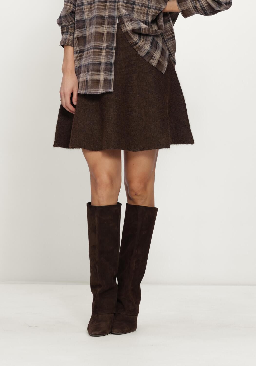 Braune NEO NOIR Minirock RENATA FLUFFY KNIT SKIRT - large