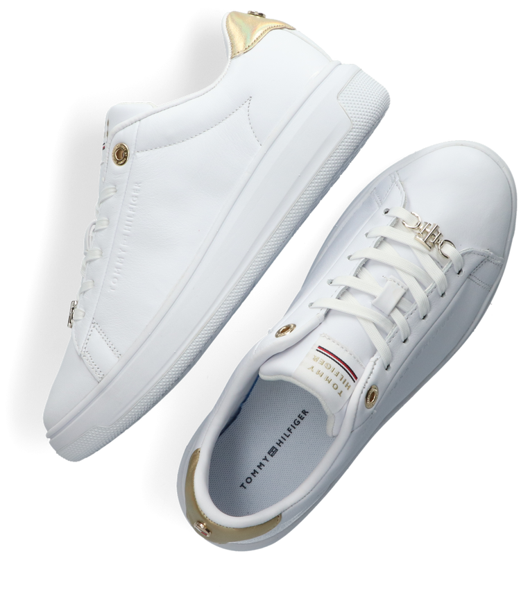 metallic leather cupsole trainers