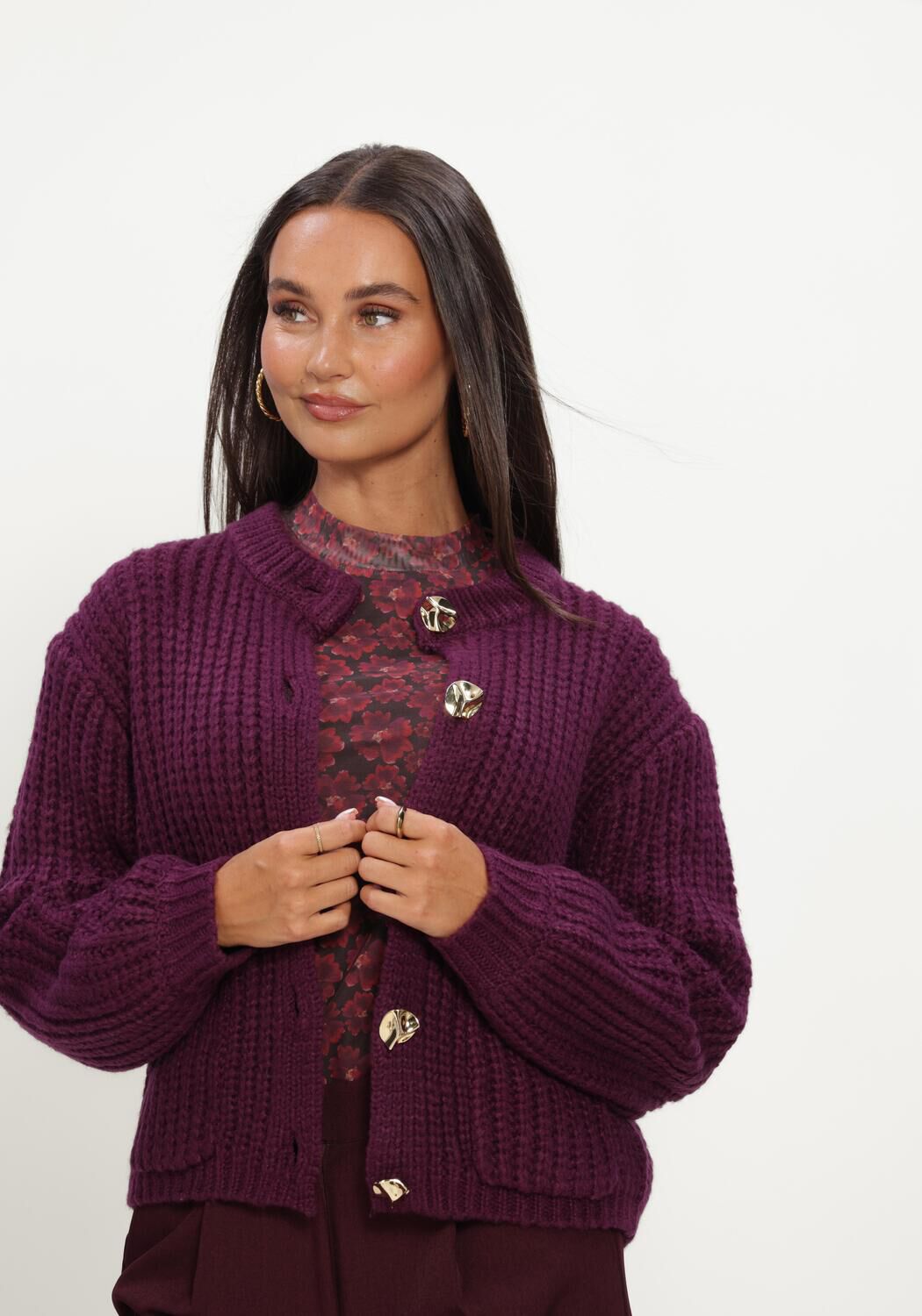 Bordeaux YDENCE Pullover CARDIGAN IRENE - large