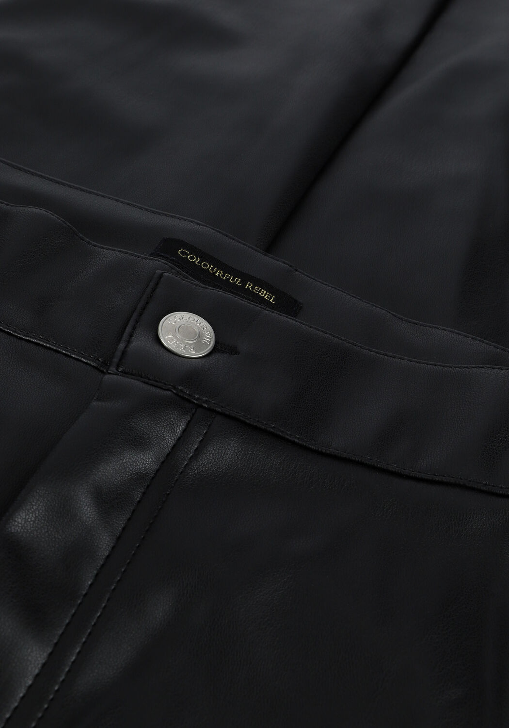 Schwarze COLOURFUL REBEL Hose CHLOE FAKE LEATHER STAR PANTS - large