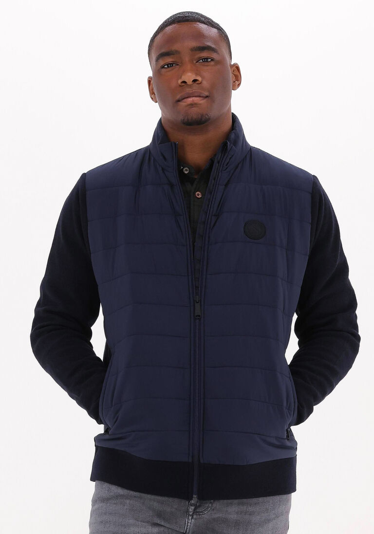 blaue scotch & soda wattierte jack padded jacket with knitted sleeve and back panel