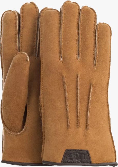 Cognacfarbene UGG Handschuhe CASUAL GLOVE WITH LEATHER LOGO - large