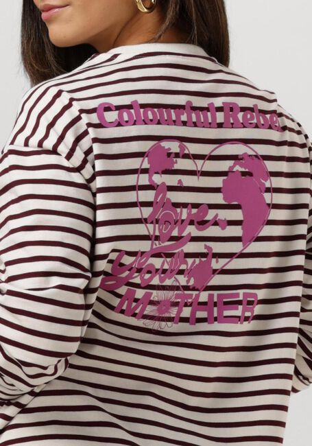 Rote COLOURFUL REBEL Top MOTHER EARTH STRIPE LONGSLEEVE TEE - large