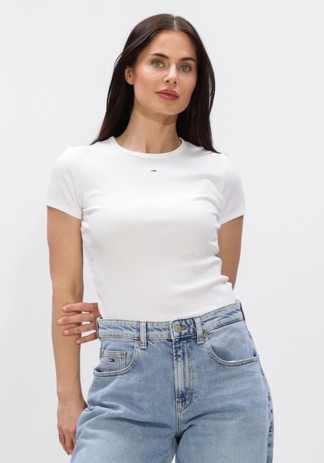 Wei&szlig;e TOMMY JEANS Top TJW SLIM ESSENTIAL RIB SS - large