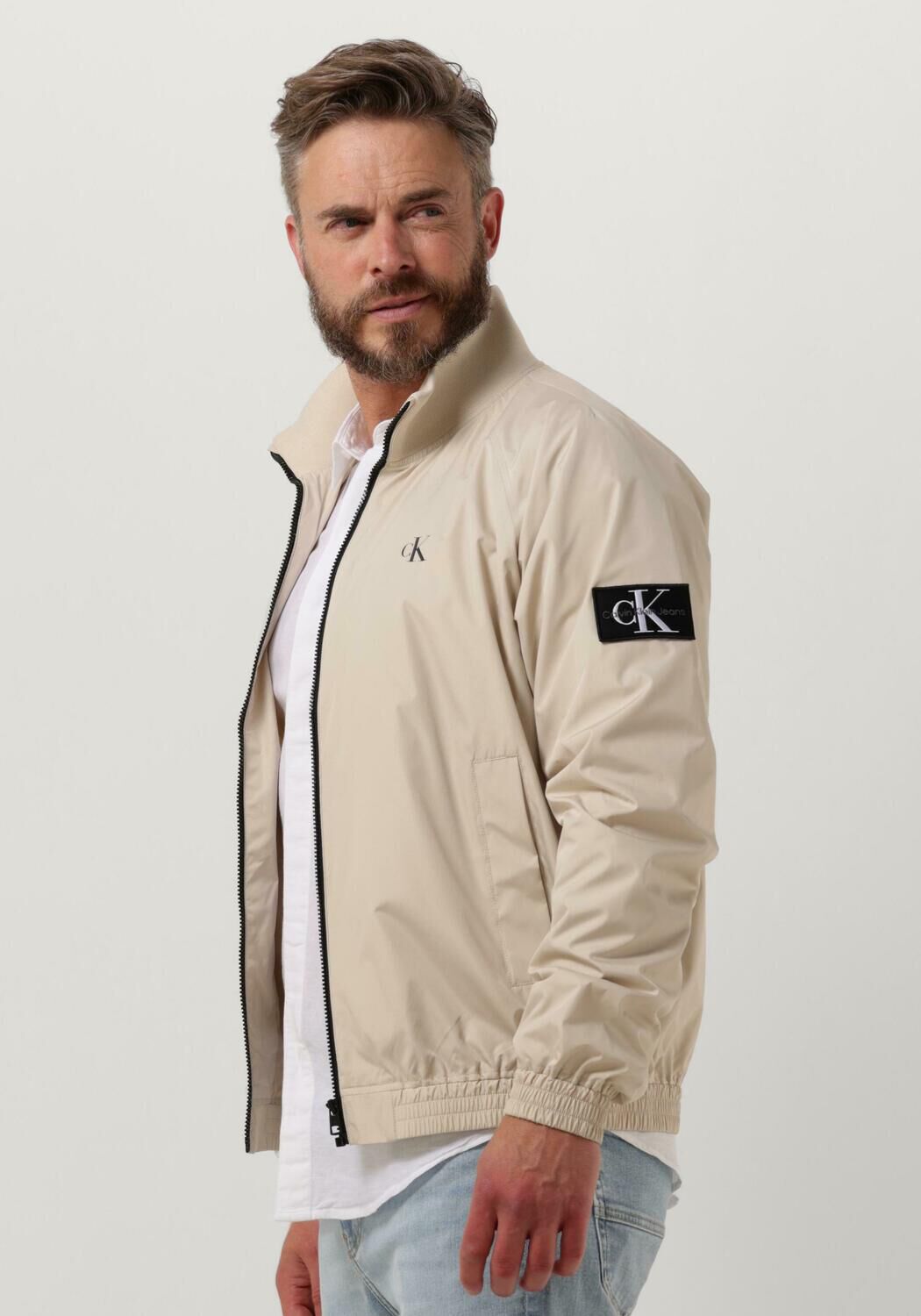 Beige CALVIN KLEIN Jack UNPADDED HARRINGTON JACKET | Omoda