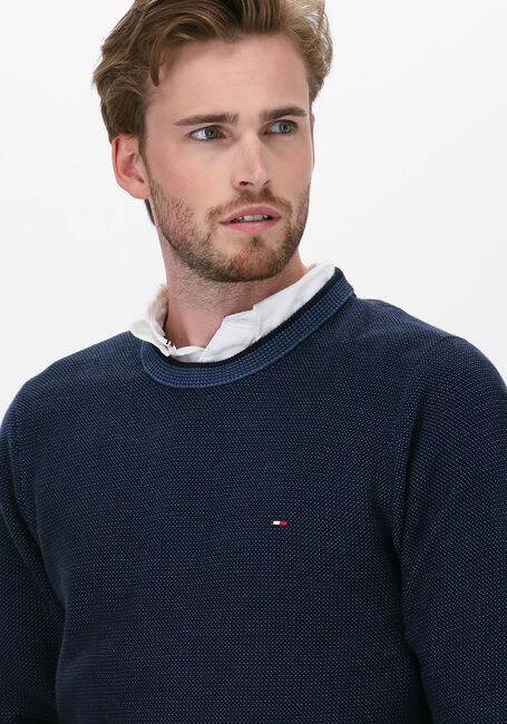 Dunkelblau TOMMY HILFIGER Pullover 3 TONE STRUCTURE CREW NECK - large