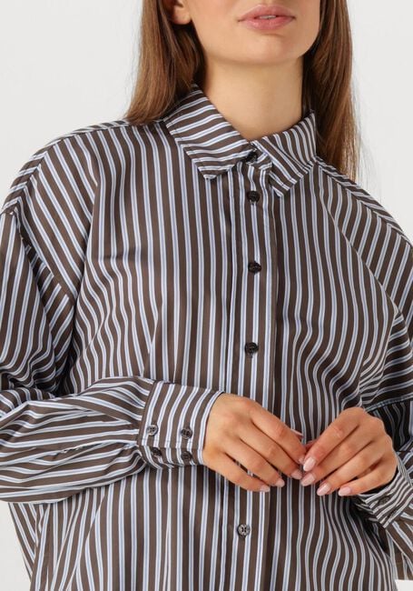 Braune HAUTE L'AMITIÉ Blusen MELVIN STRIPE TWIST BOW SHIRT - large