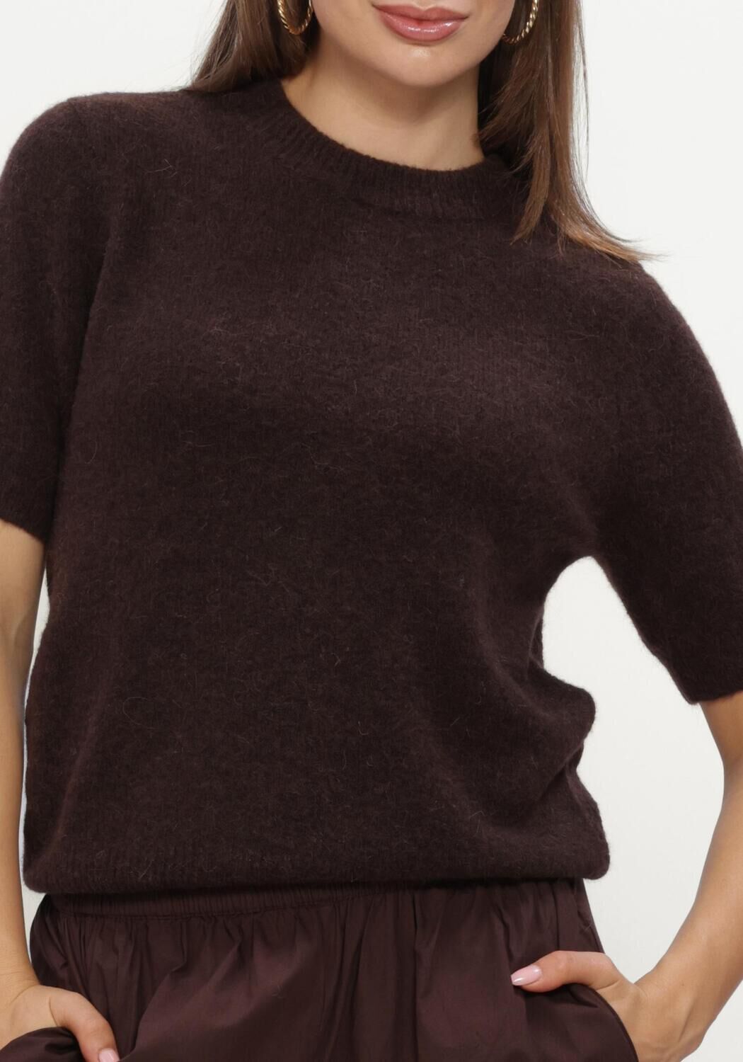 Braune Y.A.S. Pullover YASJOHI SS WOOL BLEND PULLOVER - large