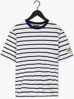 Blau/weiß gestreift SCOTCH & SODA T-shirt STRIPED JERSEY CREWNECK T-SHIRT WITH BADGE IN ORGANIC COTTON