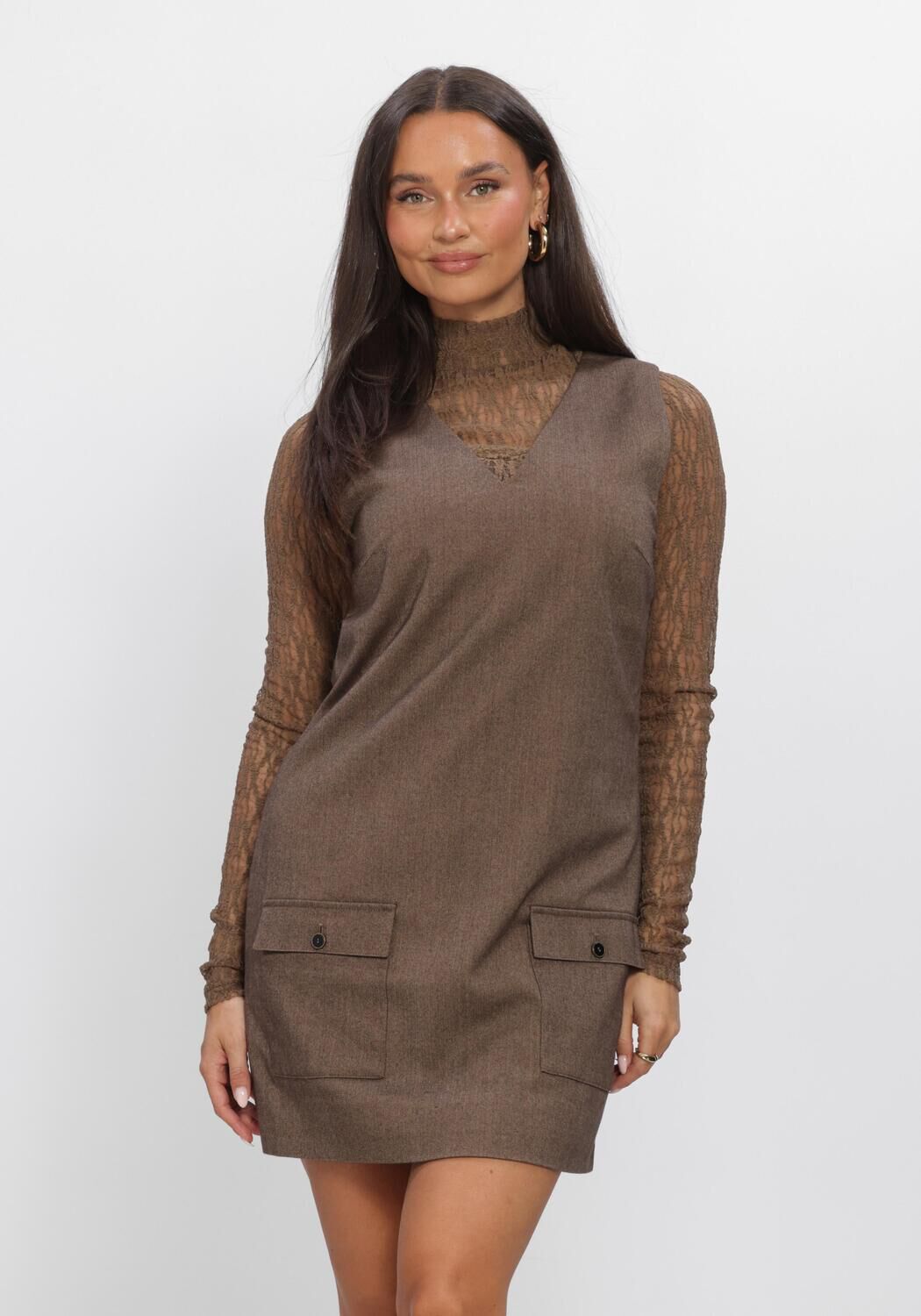 Braune AAIKO Minikleid RIVANE TWEED VIS 518 - large
