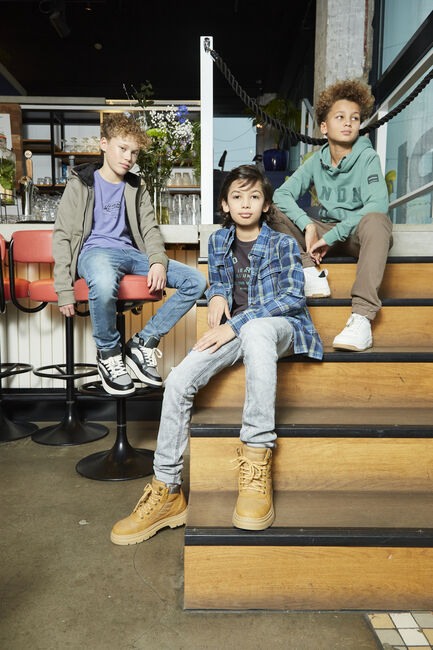 Schwarze INDIAN BLUE JEANS Cargohosen JOG PANT CHECK ZIP - large