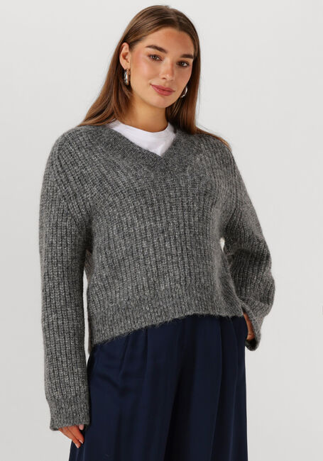 Graue SELECTED WOMEN Pullover SLFANJULI LS KNIT V-NECK - large