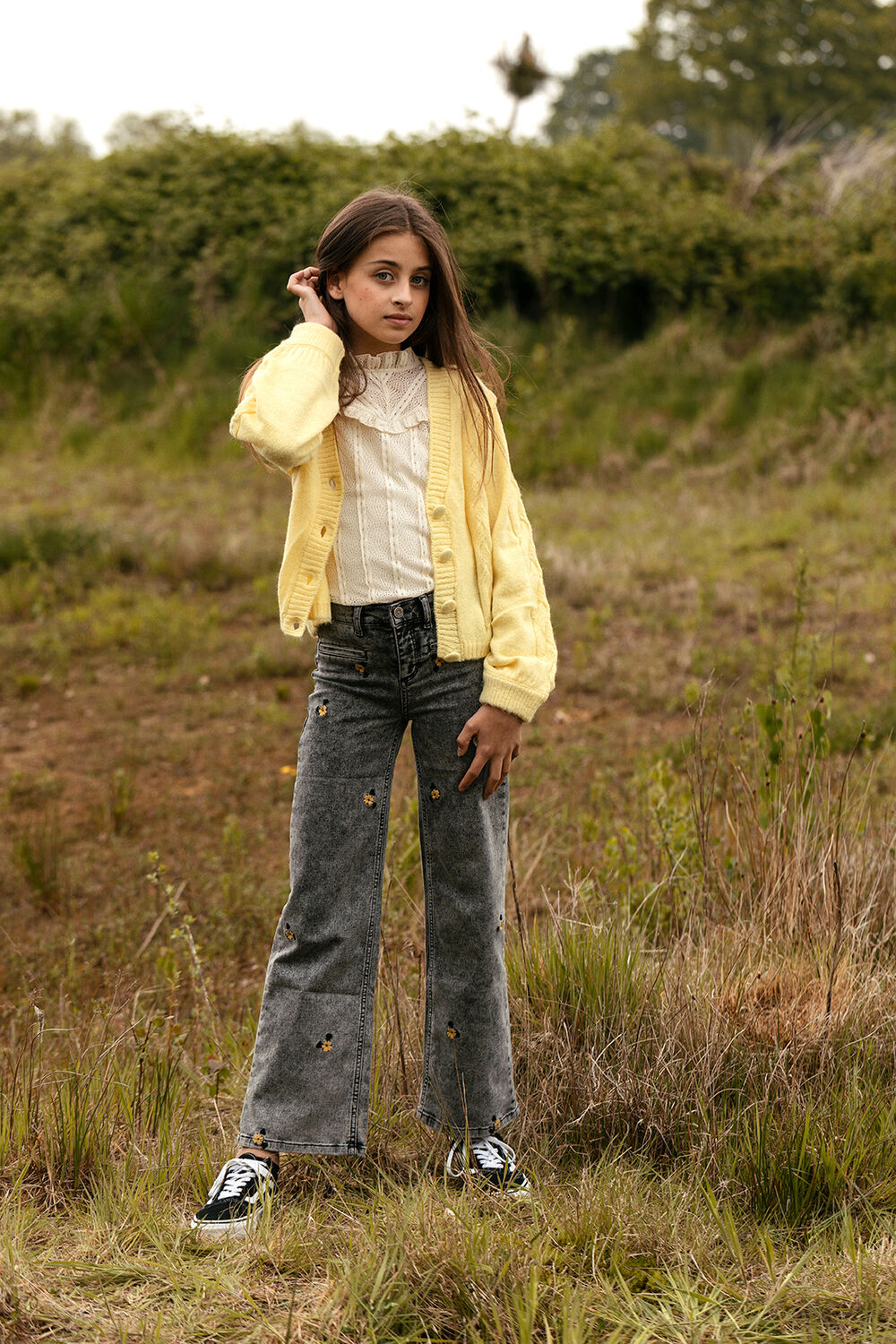 Graue LOOXS Wide jeans 10SIXTEEN EMBROIDERED WIDELEG JEANS - large