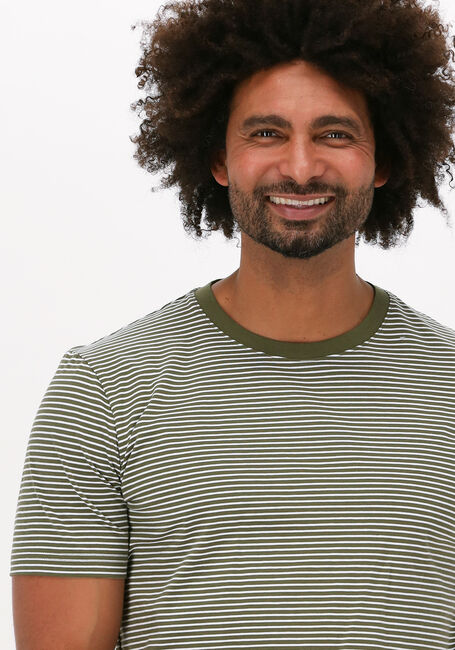 Olive SELECTED HOMME T-shirt SLHNORMAN180 STRIPE SS O-NECK  - large