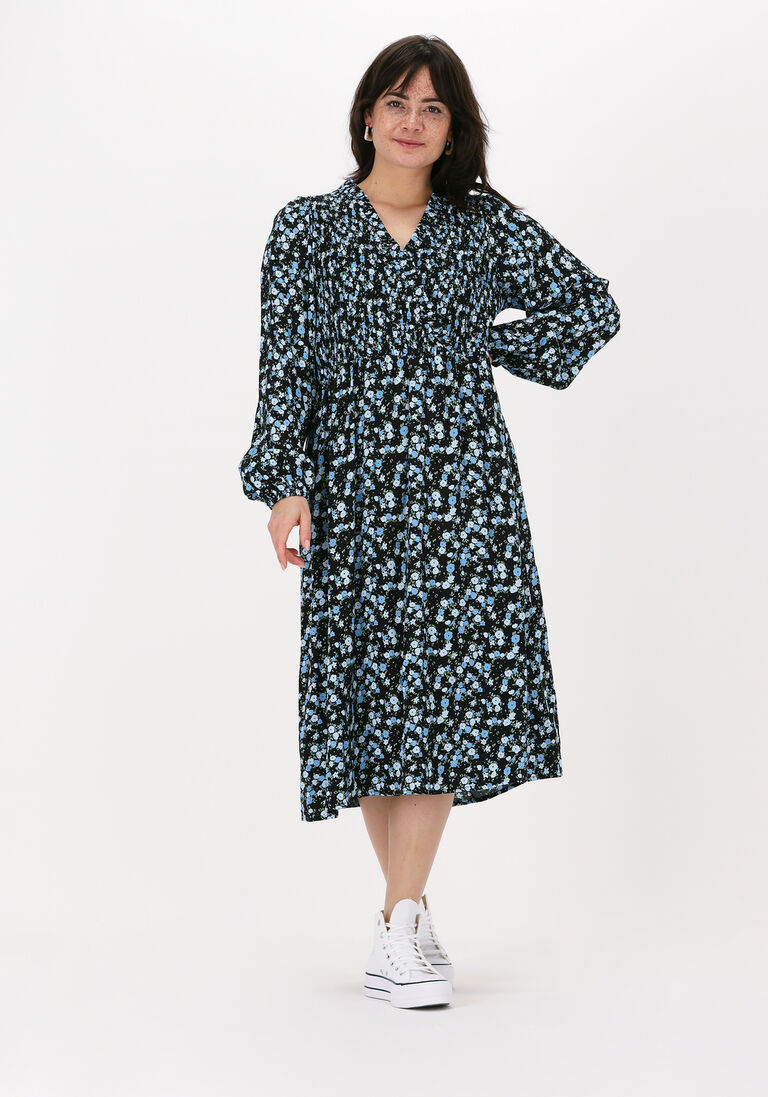 blaue msch copenhagen midikleid kalika jalina dress aop