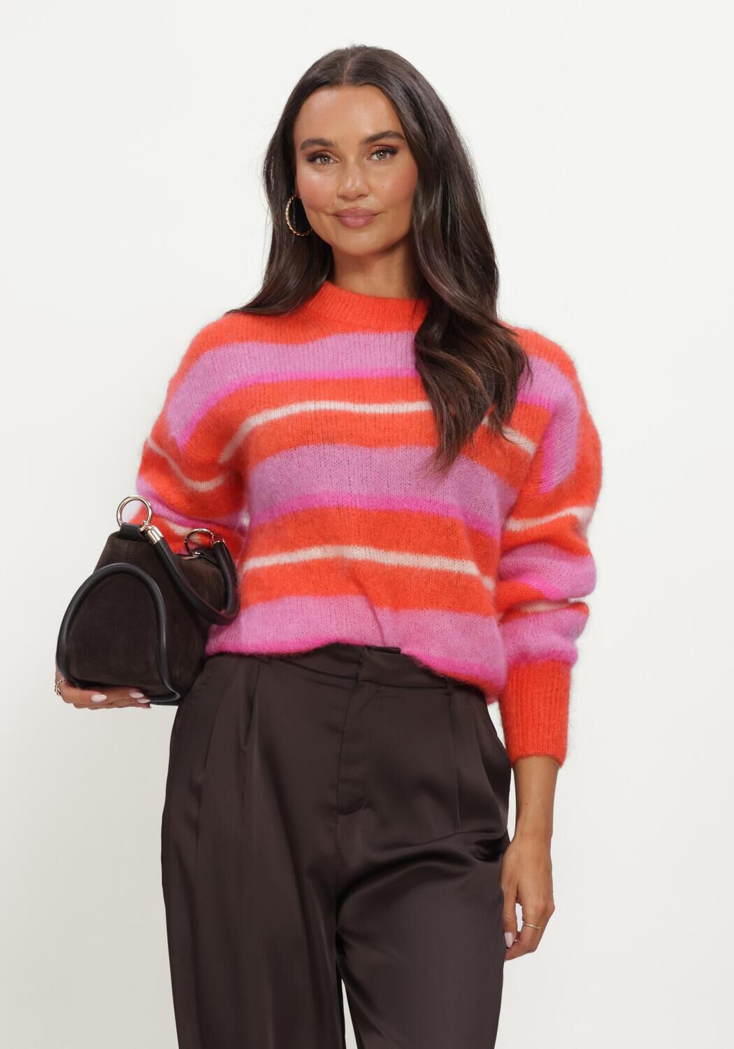 Mehrfarbige/Bunte TWNS Pullover STRIPED LONG-SLEEVE ROUND NECK SWEATER - large