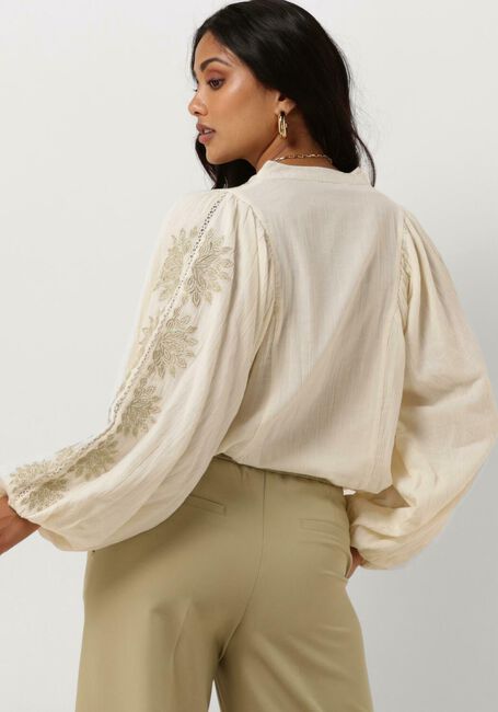 Nicht-gerade weiss SUMMUM Blusen TOP GOLD LUREX EMBROIDERY - large
