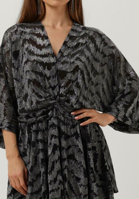 Silberne COLOURFUL REBEL Minikleid MENCIA ZEBRA METALLIC V-NECK DRESS - large