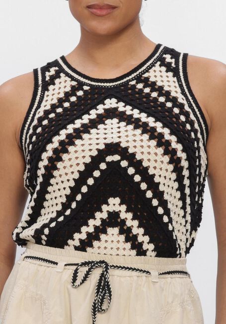 Schwarze SUMMUM Tops & T-shirts SLEEVELESS TOP STRIPED CROCHET KNIT - large