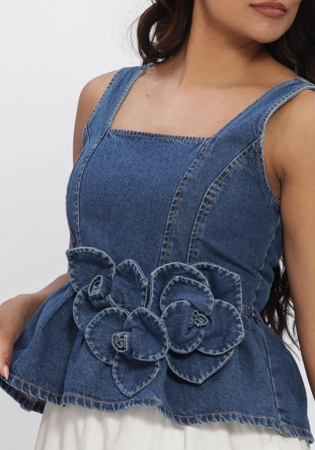Blaue Y.A.S. Tops & T-shirts YASELSIE SL PEPLUM DENIM TOP - large