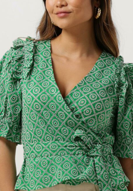 Grüne SCOTCH & SODA Top WRAP TOP WITH BRODERIE ANGLAISE - large