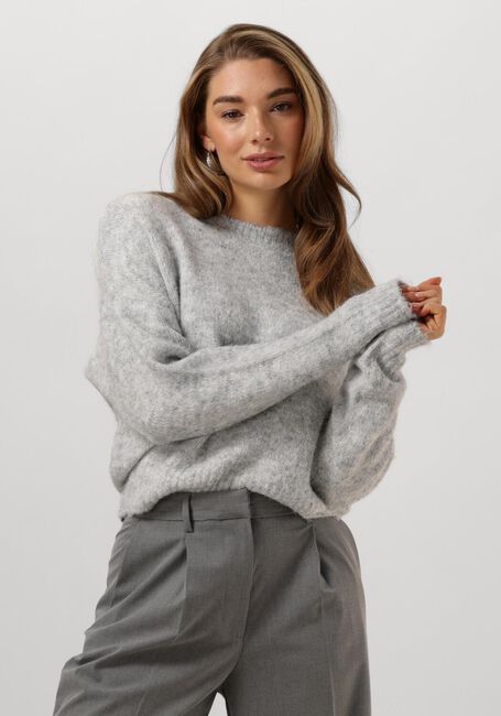 Graue COLOURFUL REBEL Pullover OLIVIA CREWNECK KNITTED SWEATER - large
