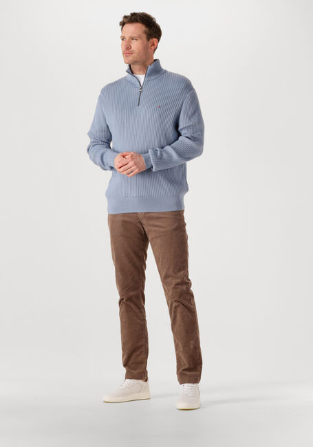 Blaue TOMMY HILFIGER Pullover PIMA ORG CTN CASH STRUCTURE ZIP MOCK - large