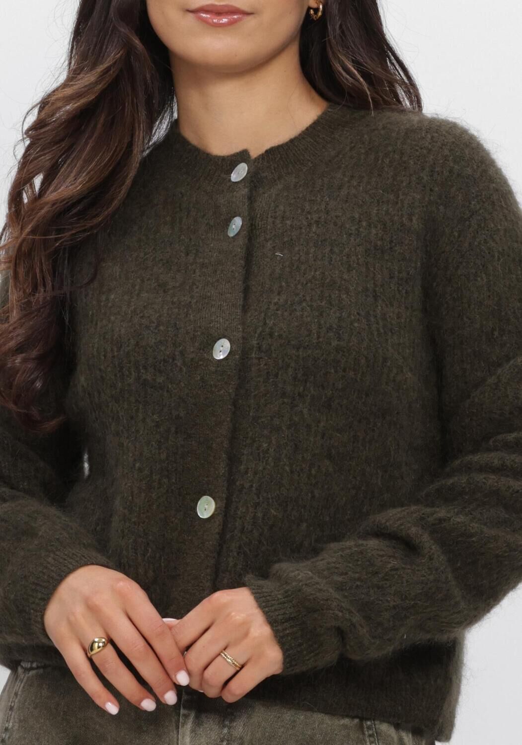 Schwarze SECOND FEMALE Strickjacke ANDREA KNIT RIB LS CARDIGAN - large