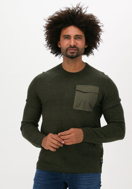Olive NATIONAL GEOGRAPHIC Pullover KNITTED CREW - large